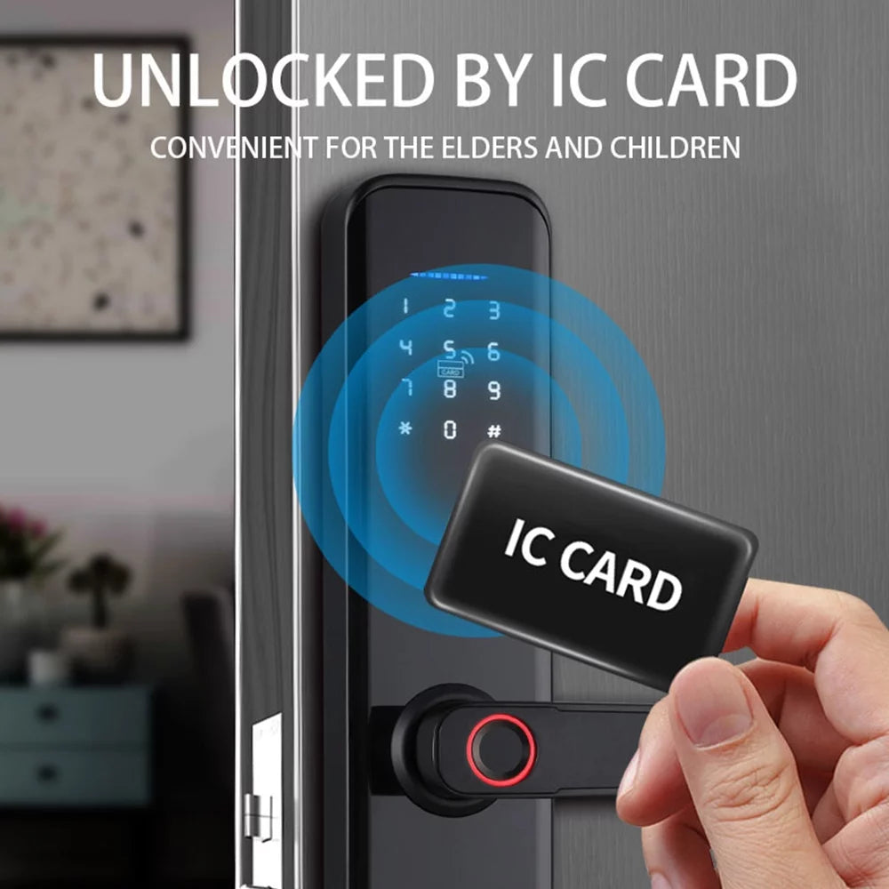 Fingerprint Deadbolt Reliable Intelligent Smart Lock Door Lock and Handle with Electronic Lock-Convenient Door
