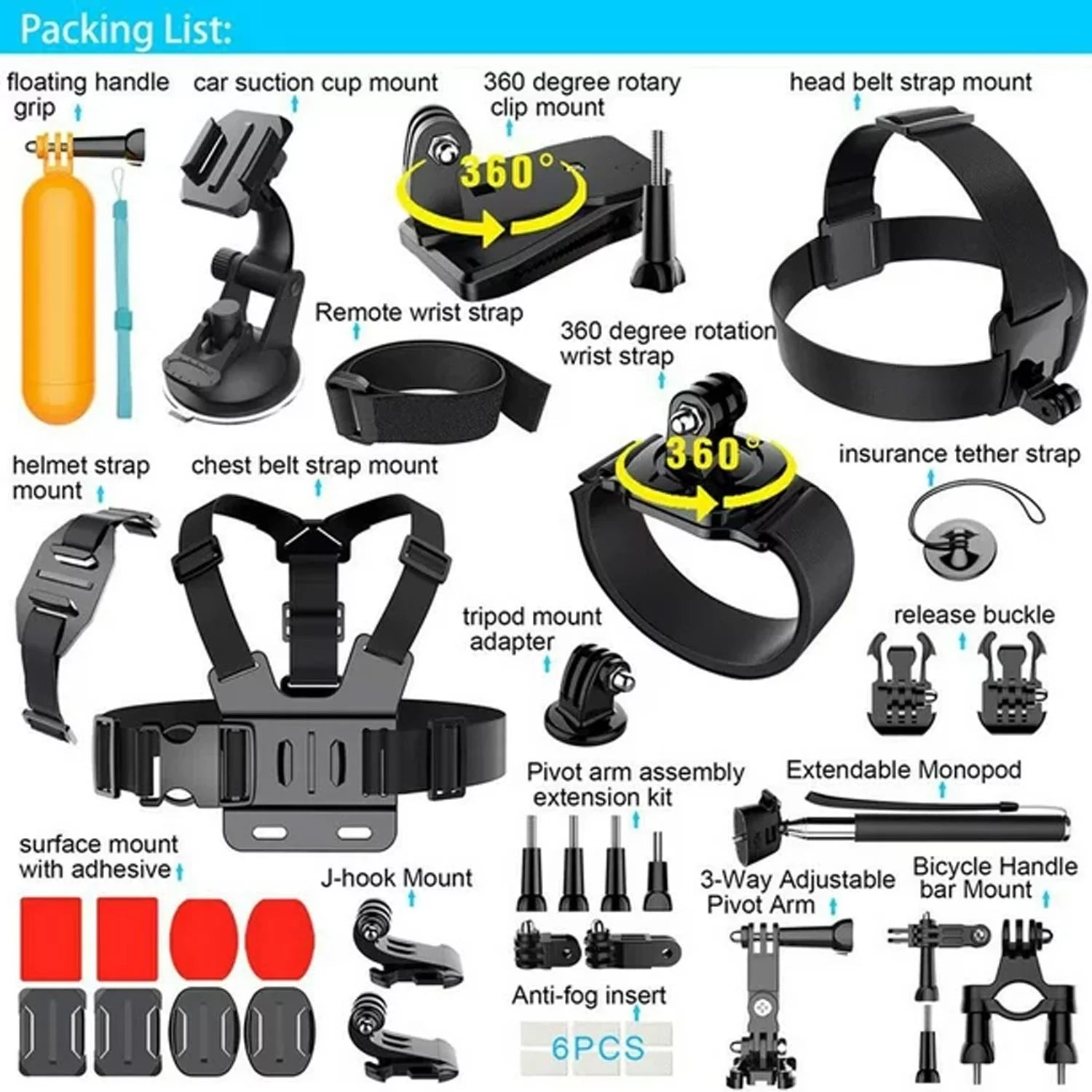 4K (Refurbished) Video Action Restored Moistureproof Black 35-in-1 Accessories Camcorder Bundle with GoPro 33ft Camera HERO5 Kit