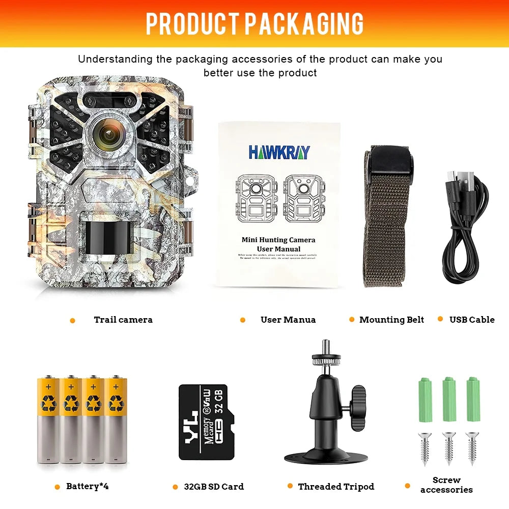 Monitoring, 30MP Vision Angle Lens Farm with Wide Game Infrared Surveillance, Camera 2k Trail Trail Night Pack with Camera, Wildlife Hunting 2 120° Monitor Moistureproof