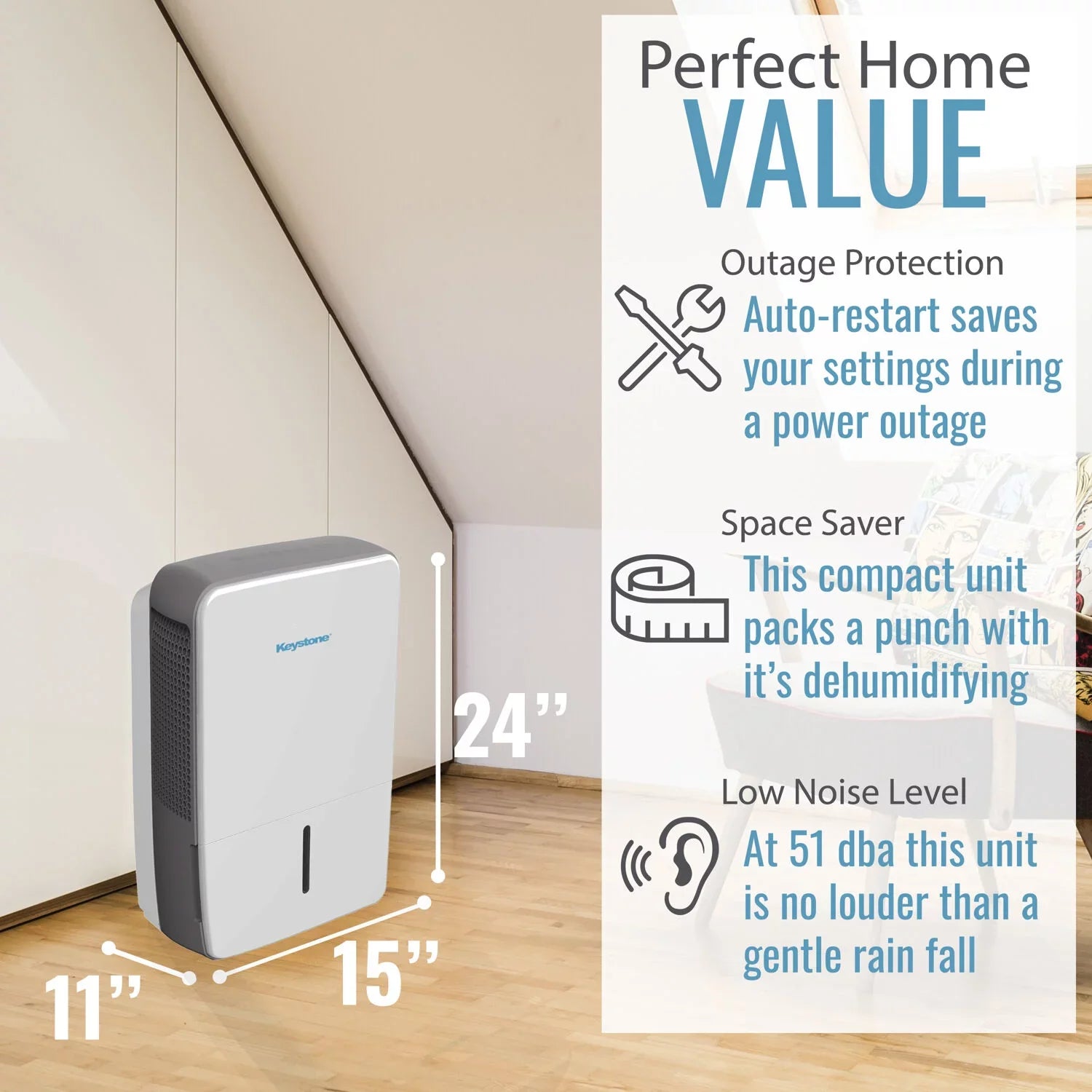 Dehumidifier Electronic 50 Built-In Pint Controls and Keystone Pump with