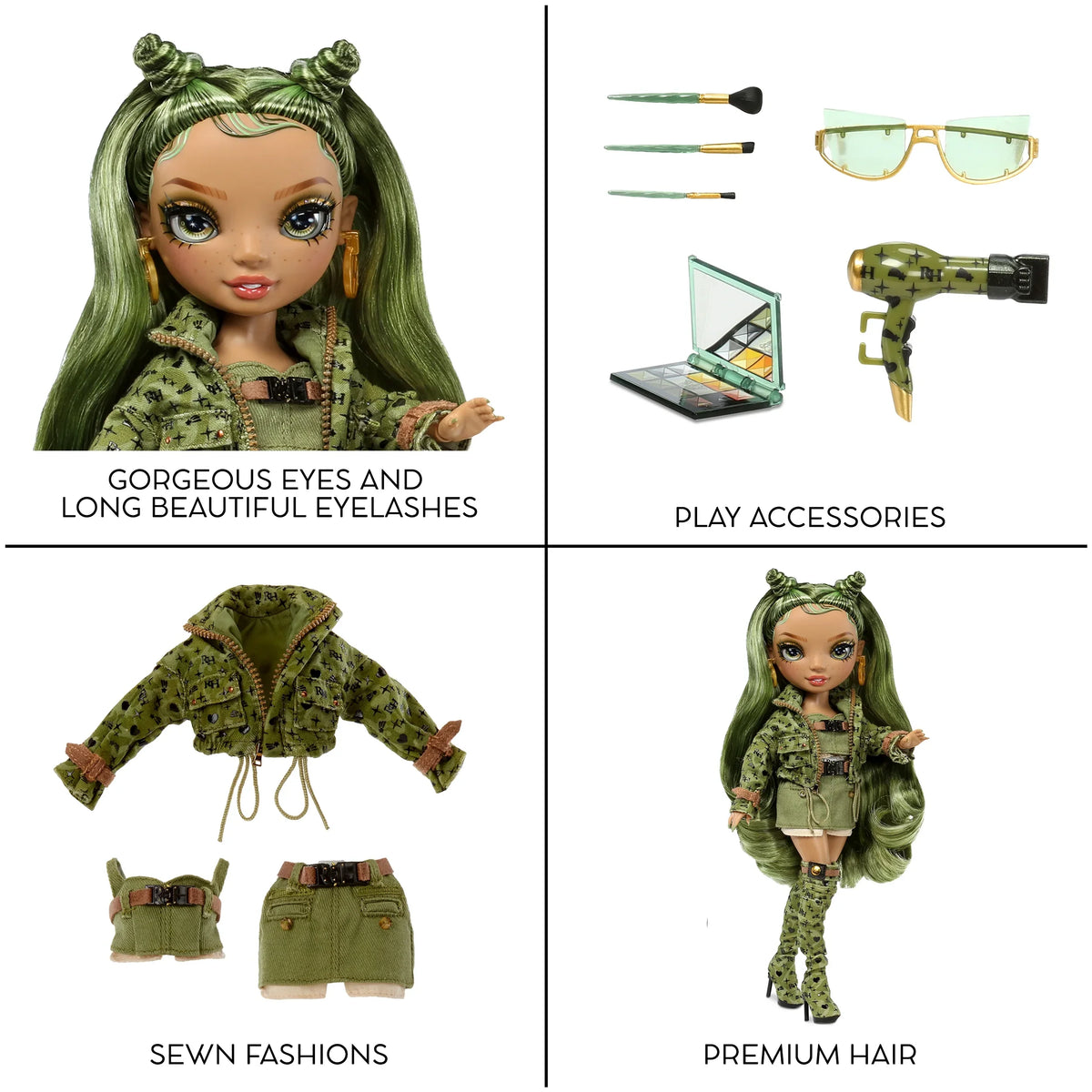 Outfit Colorful Fashion Olivia, Years & High Camo Old Play Kids Doll, Collectors 10+ Rainbow Green 4-12 Accessories. Gift and