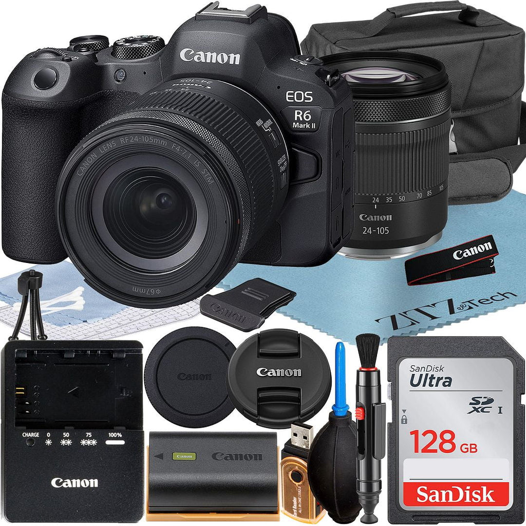 Camera 128GB Case + + Card Lens Bundle with R6 Canon Flash+ SanDisk + Mark Accessory 24-105mm ZeeTech Mirrorless Memory