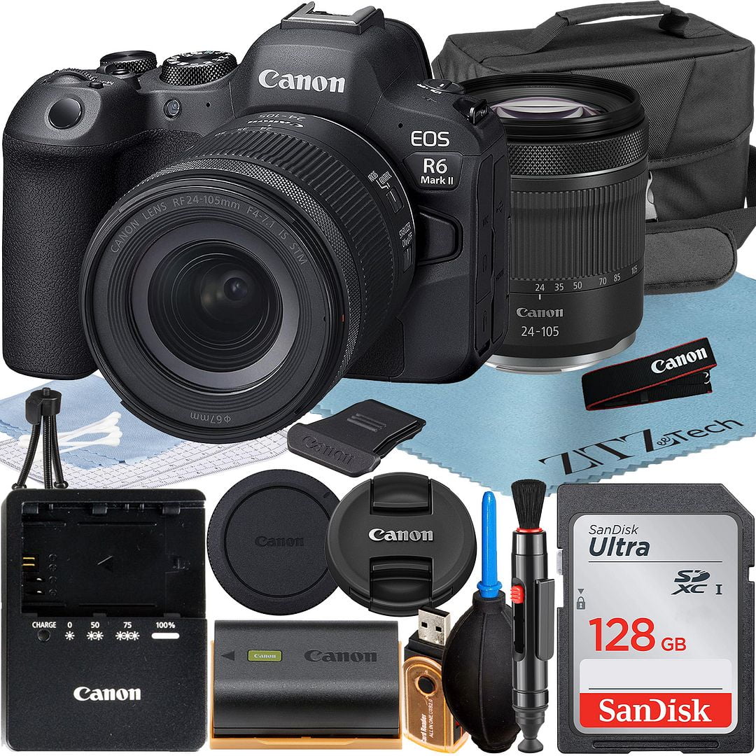 Camera 128GB Case + + Card Lens Bundle with R6 Canon Flash+ SanDisk + Mark Accessory 24-105mm ZeeTech Mirrorless Memory