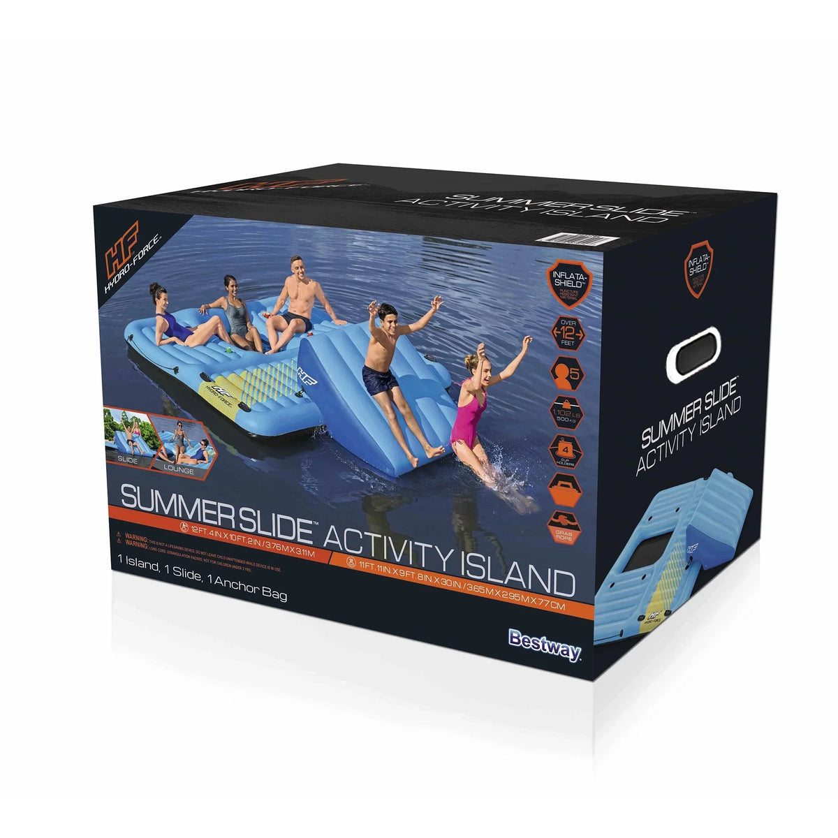 Bestway Blue Force Slide Activity 5 Person Island, Summer Inflatable Hydro