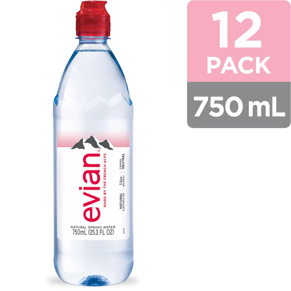 Count Fl Spring 12 Bottles evian Natural Oz, liquid, 25.36
