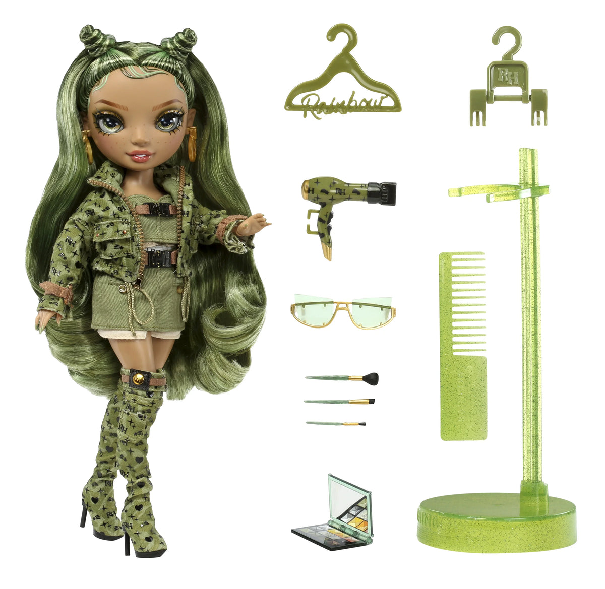 Outfit Colorful Fashion Olivia, Years & High Camo Old Play Kids Doll, Collectors 10+ Rainbow Green 4-12 Accessories. Gift and