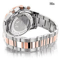Watches: 18k Plated and & Mvt Swiss Diamond 1.7ct Set Hers Gold Rose Watch His Matching White