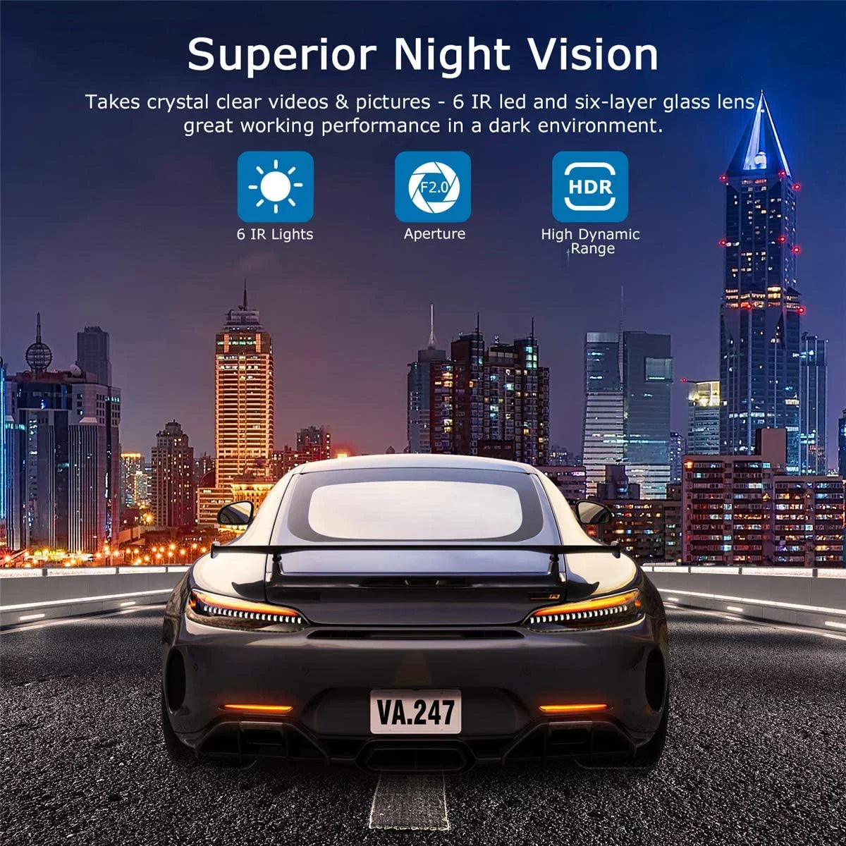 Dashboard G-Sensor Cars Camera Car 170 in for 1080P Cam with Display Angle Night Recorder Video Full Car 3.0" Dashcam Wide Camera Dash Vision