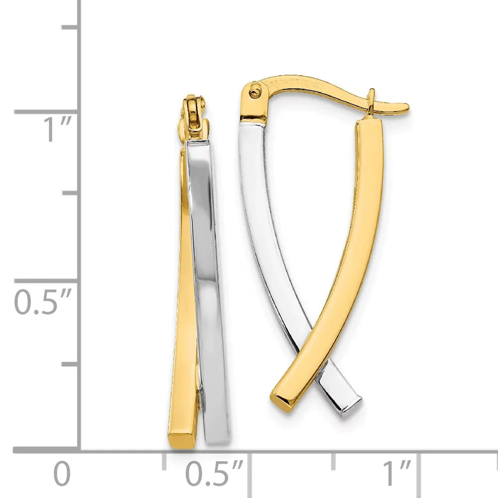 Adults Earrings; and for for 14kt and Teens; Hinged Two-tone Women Real Tube Men