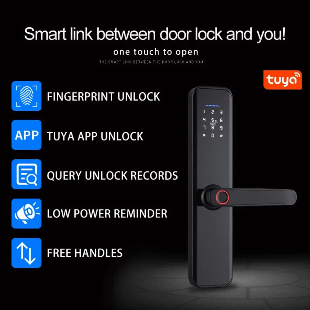 Fingerprint Deadbolt Reliable Intelligent Smart Lock Door Lock and Handle with Electronic Lock-Convenient Door