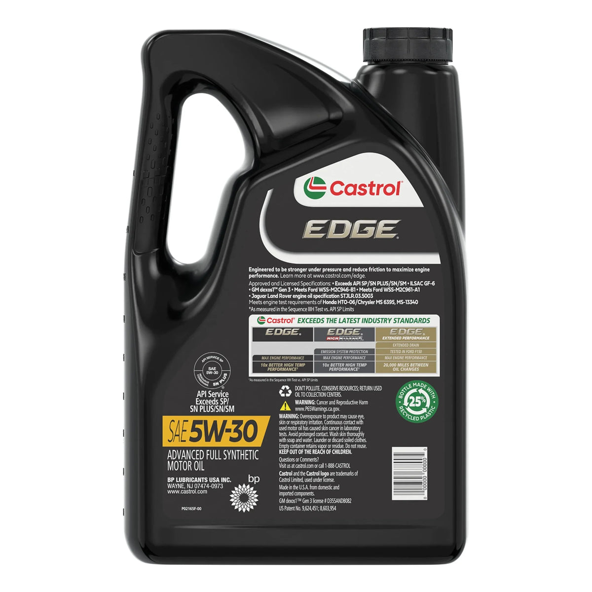 5 5W-30 Motor Oil, Quarts Full Synthetic Castrol EDGE Advanced