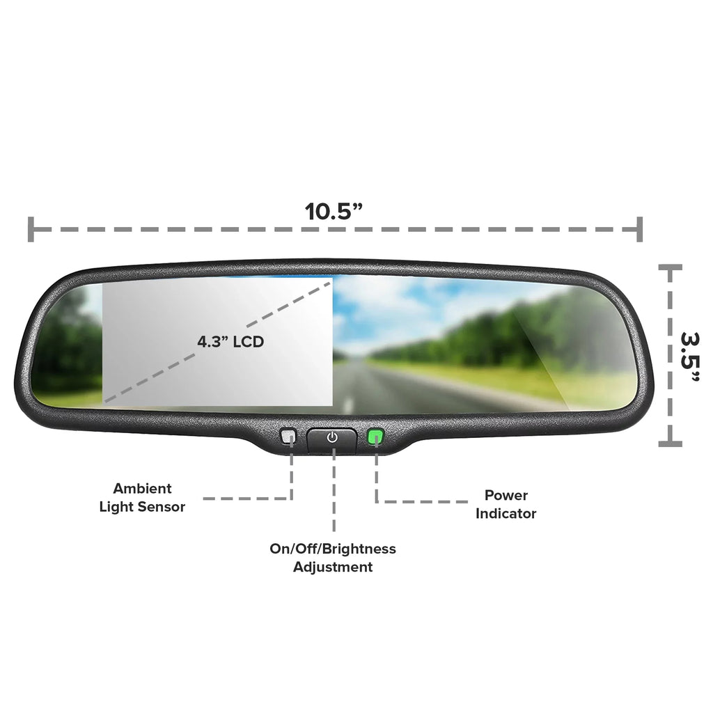 Car with 4.3” Screen Fit - + Camera Tailgaters View for 170° Moistureproof Universal Mirror Enhanced Backup Kit Rear Safety Master