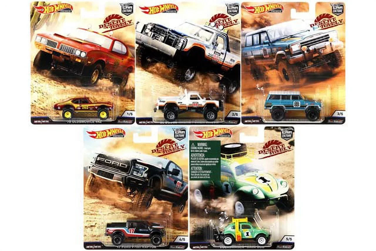 of FPY86-956K Desert Hot 5 Rally Wheels Cars, Set Diecast 2019 Premium Series 1/64 Cars Model Car Culture