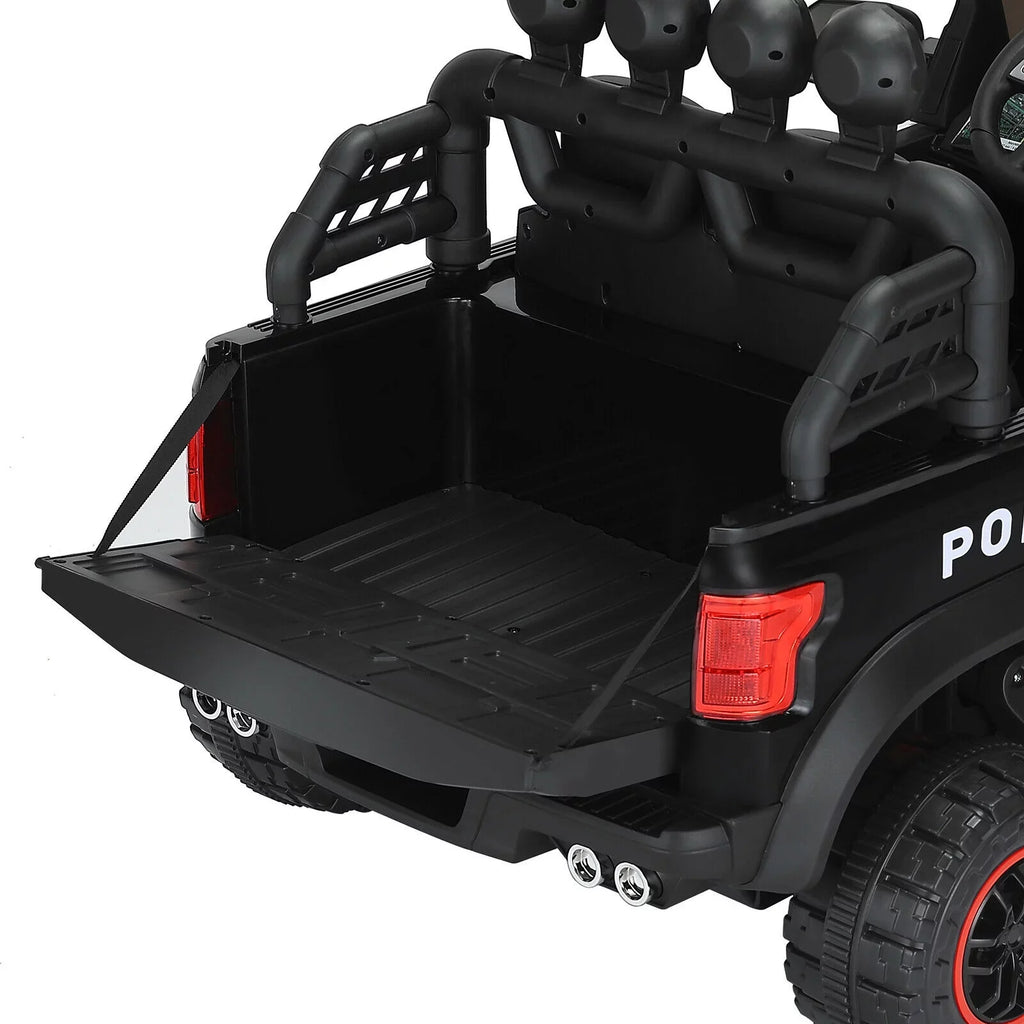 6 with Remote JOYLDIAS Car (Black) Control on Ride Kids Toy Police 12V Wheels