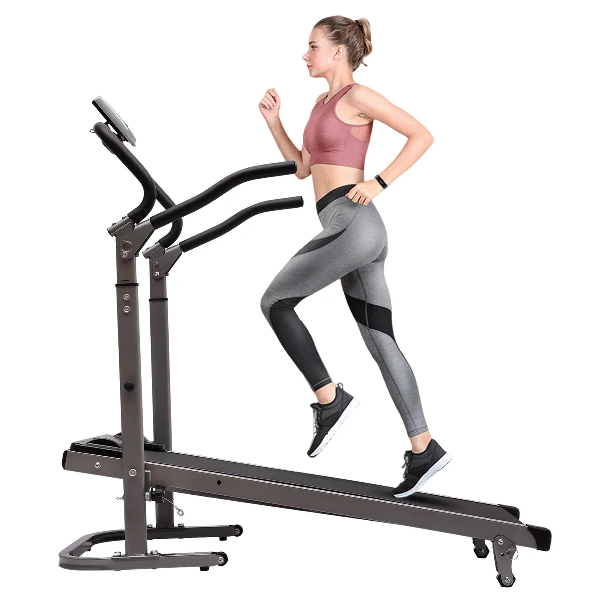 Incline (Black) Foldable LED ZhdnBhnos with Walking Treadmill Monitor 264.55lbs Home Machine Compact Running Gym