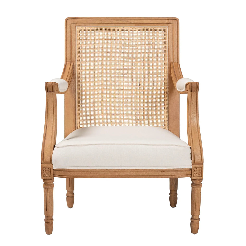 Studio Fabric and Baxton Honey Wood Finished Chair Garridan French Oak Accent Beige Traditional