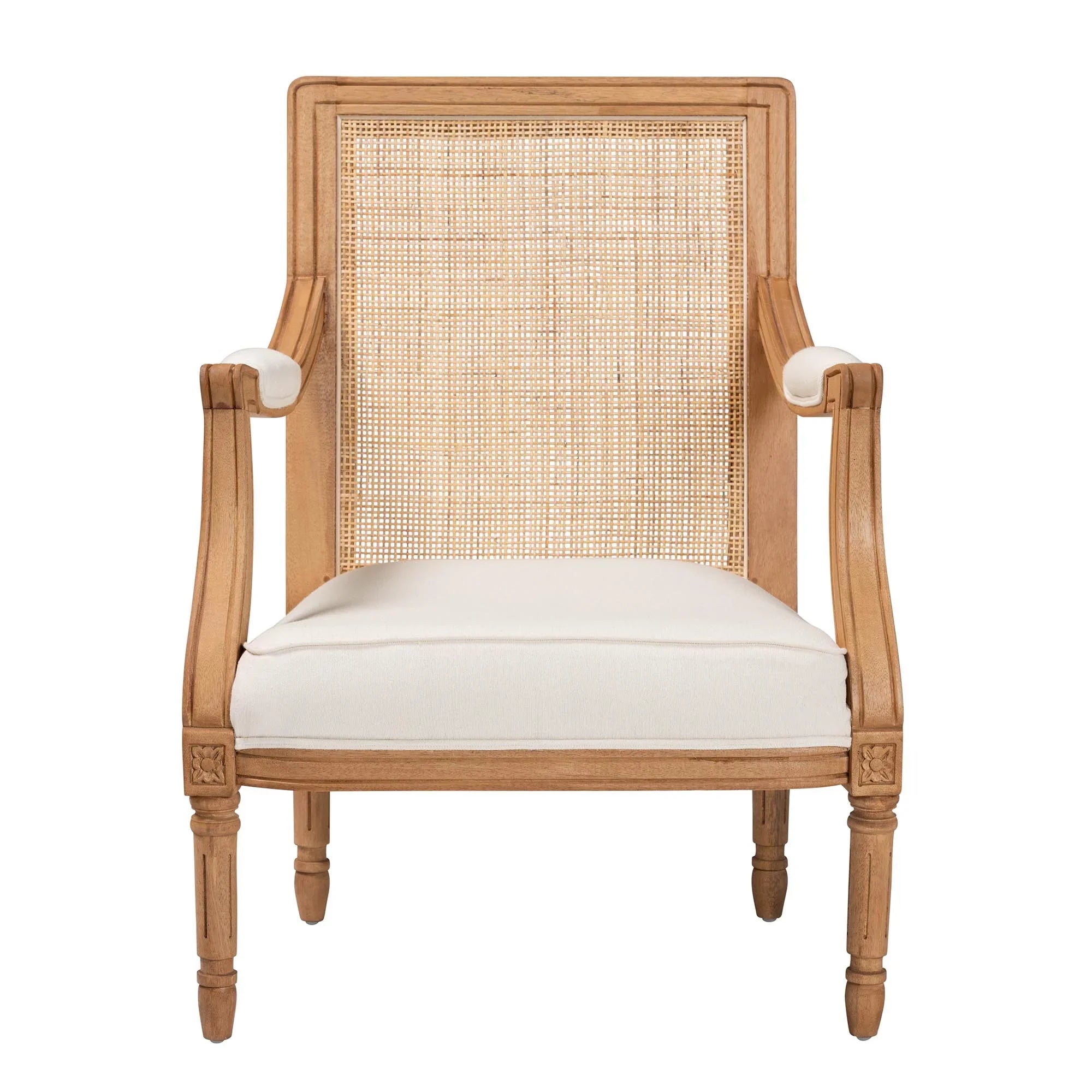 Studio Fabric and Baxton Honey Wood Finished Chair Garridan French Oak Accent Beige Traditional