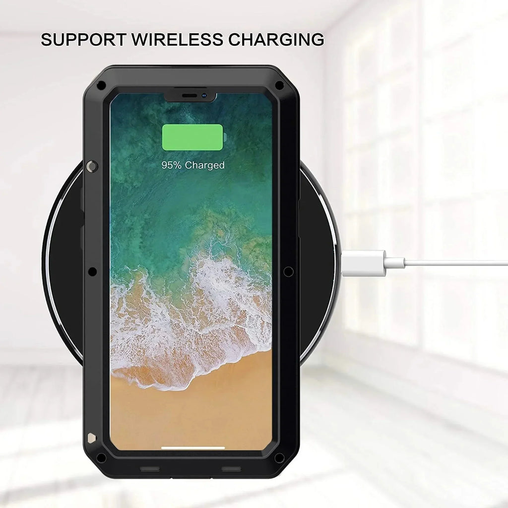 Military Shockproof Aluminum and Scratch Travel Gorilla Metal Protection, Duty Glass 11 Grade Pro Resistant Rugged Case (Silver) Heavy iPhone exterior