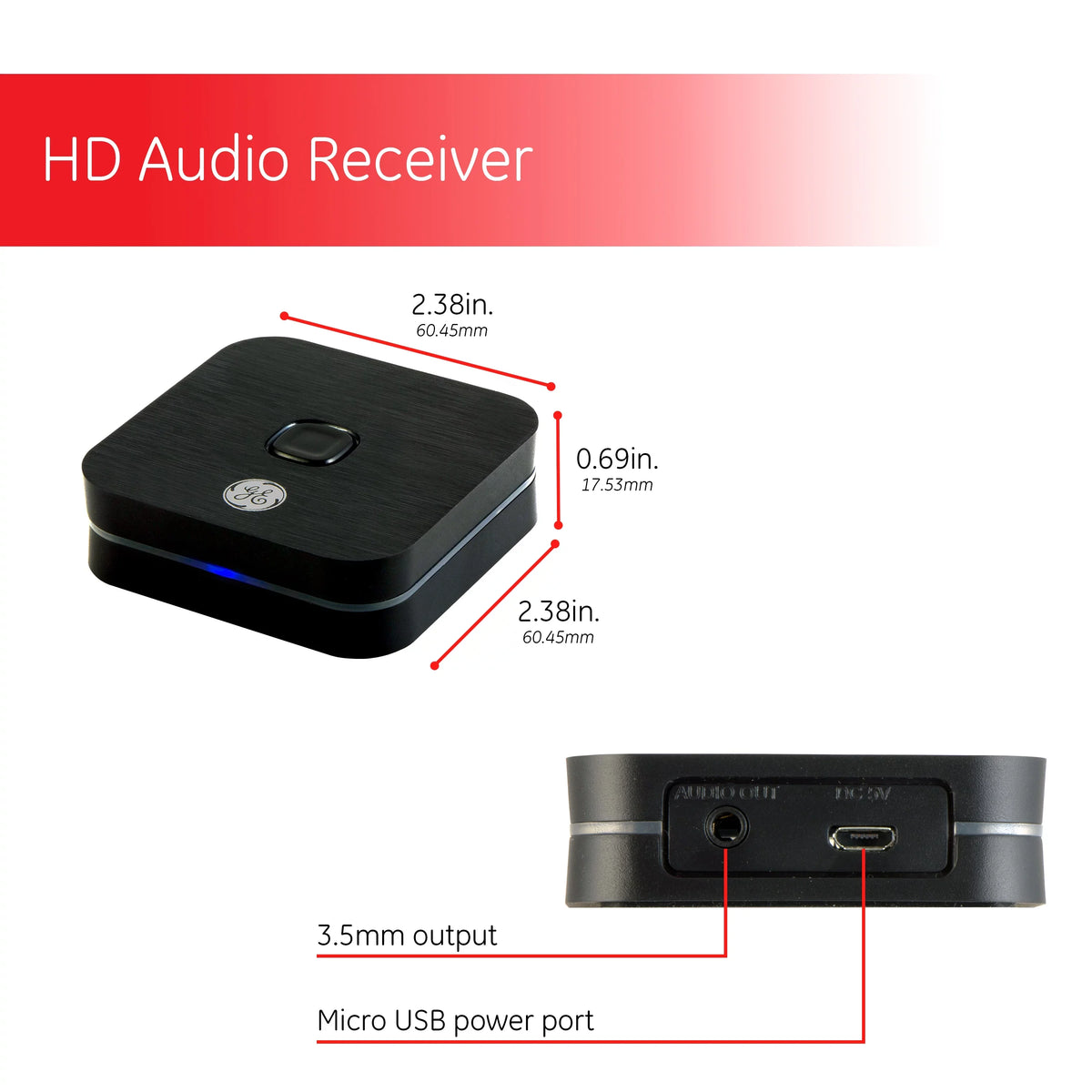 GE Audio Bluetooth Receiver, 33625 HD