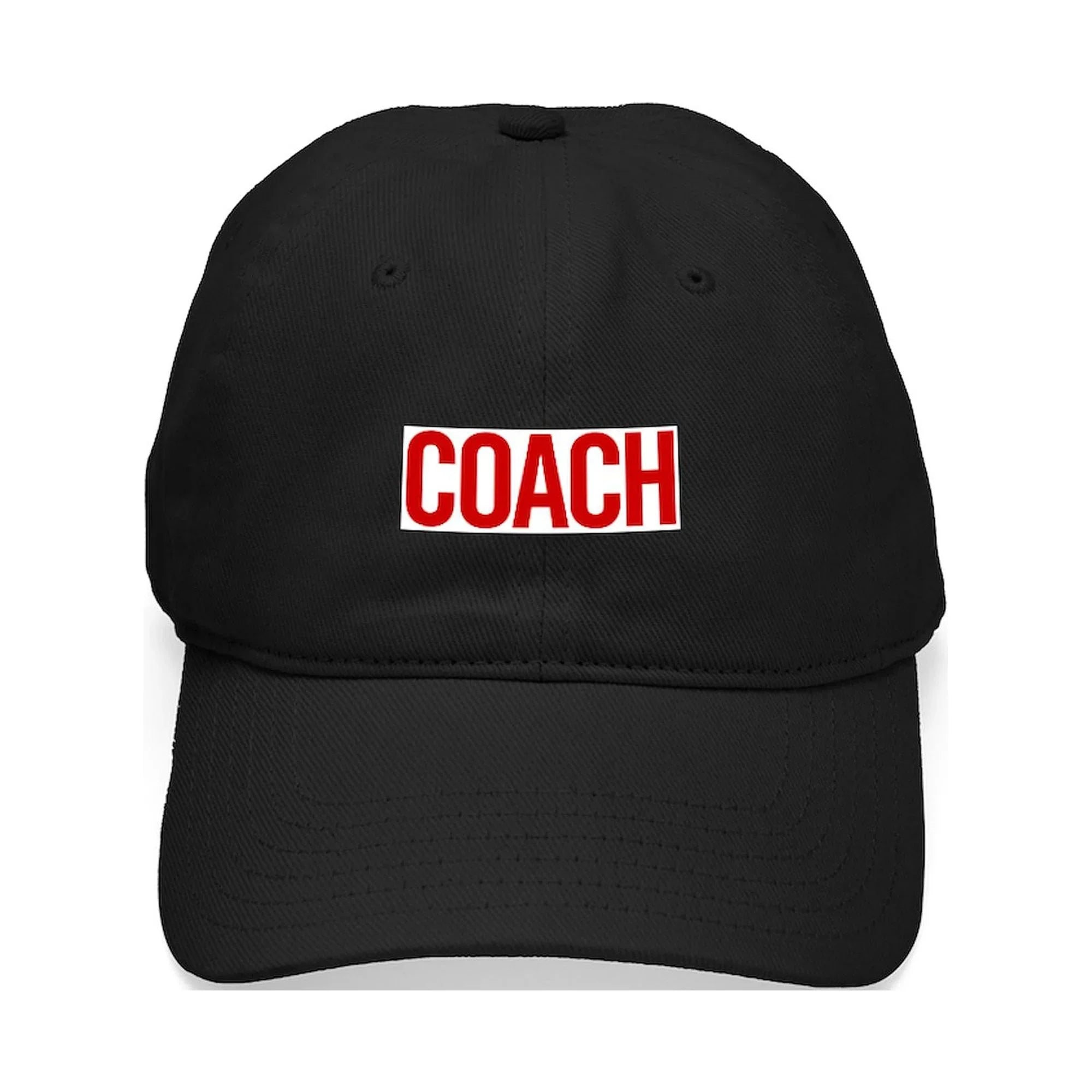 '- Black (Red) Baseball Cap - Printed Cotton Canvas Black Hat CafePress Coach Adjustable