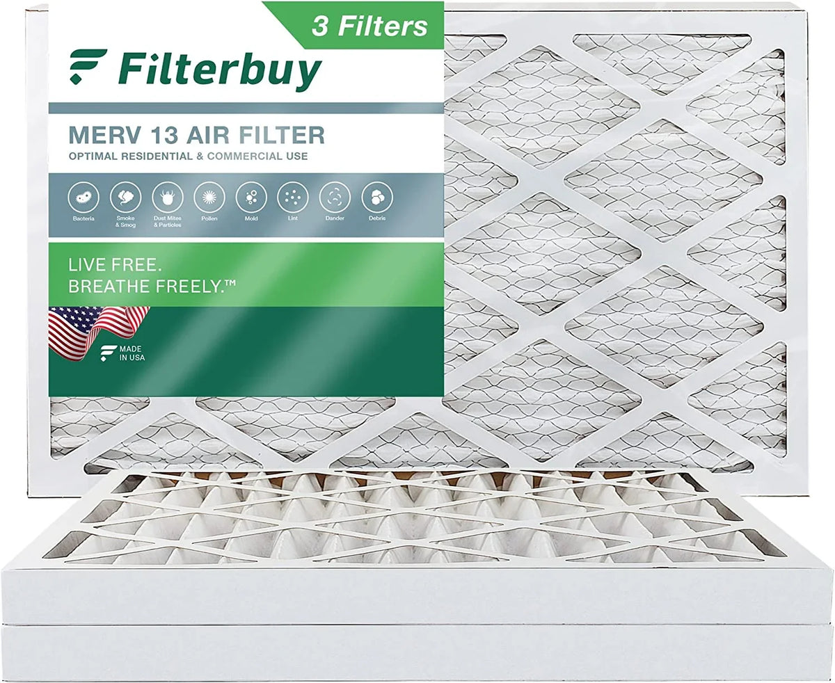 Air 13 AC Filters Filterbuy Furnace Pleated HVAC (3-Pack) MERV 16x25x2