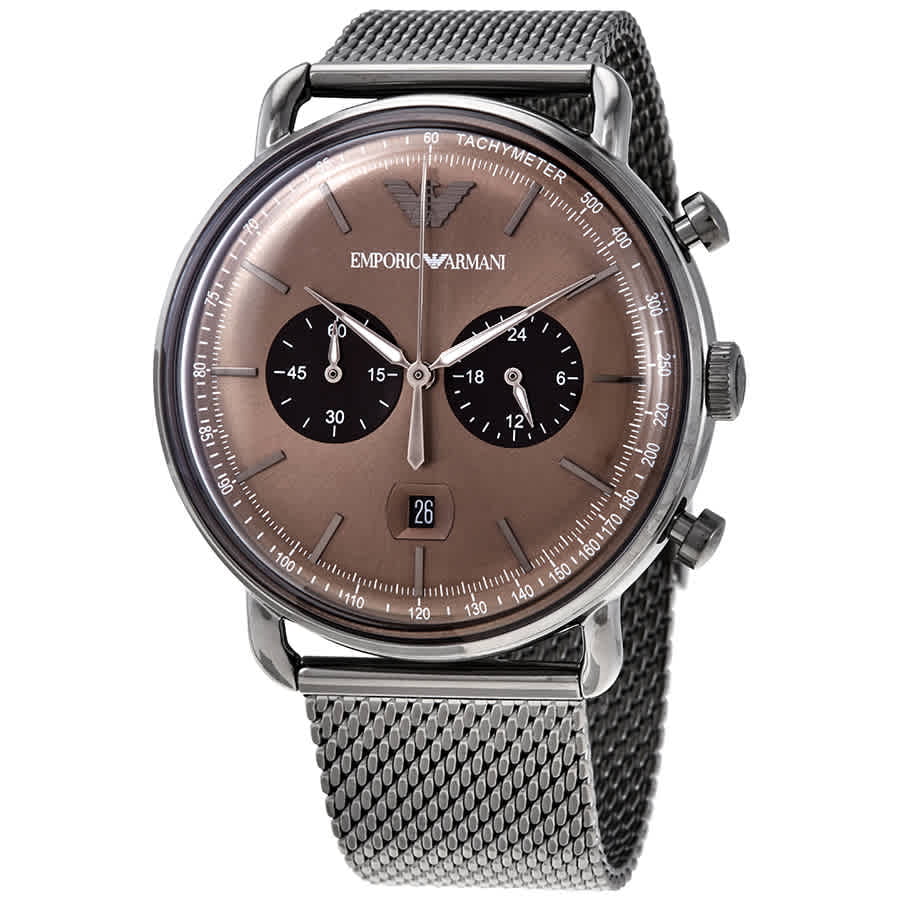 Men's Brown Aviator AR11141 Watch Armani Emporio Chronograph Dial
