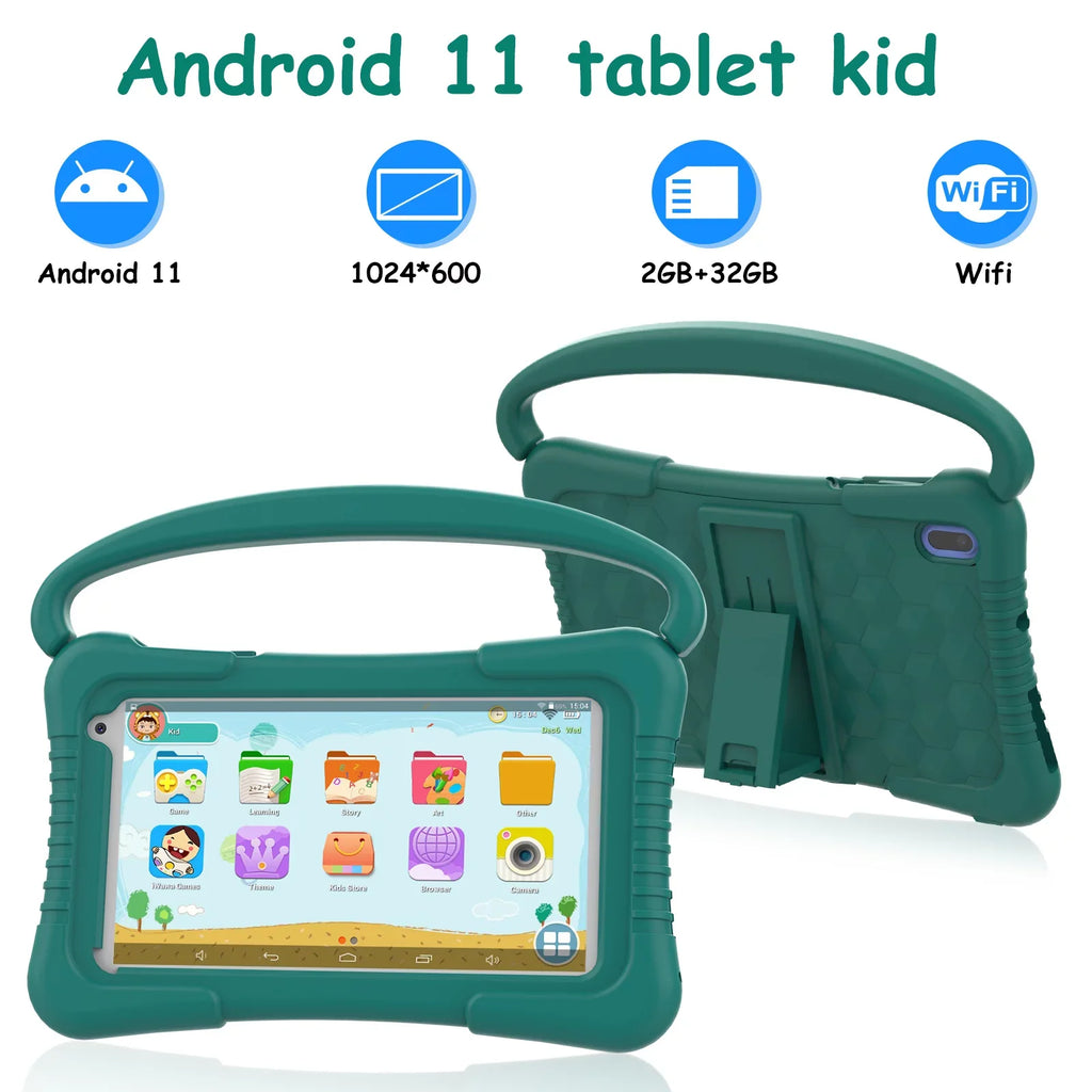 with Core Tablets, 32GB 11 Android Software Kids 7 Control, Parental Games WiFi Children Kids Toddler Pre-Installed. Educationl Case Inch Tablet, Tablet Dual Quad Storage Shockproof Camera 2GB