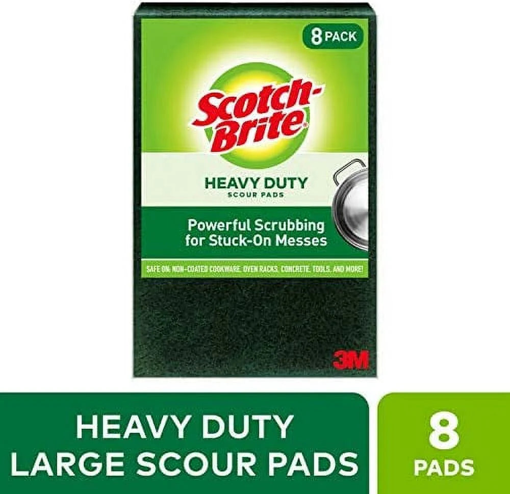 Large 8 Heavy Scotch-Brite Pads Green, pad Scour Duty, 8