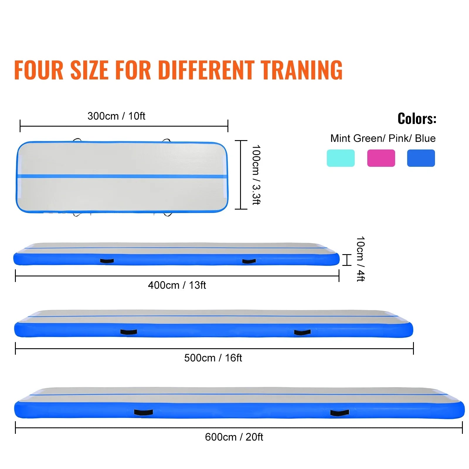 Mat 13ft Pump Cushion Fitness Air Gymnastics Inflatable Training Vibrating with