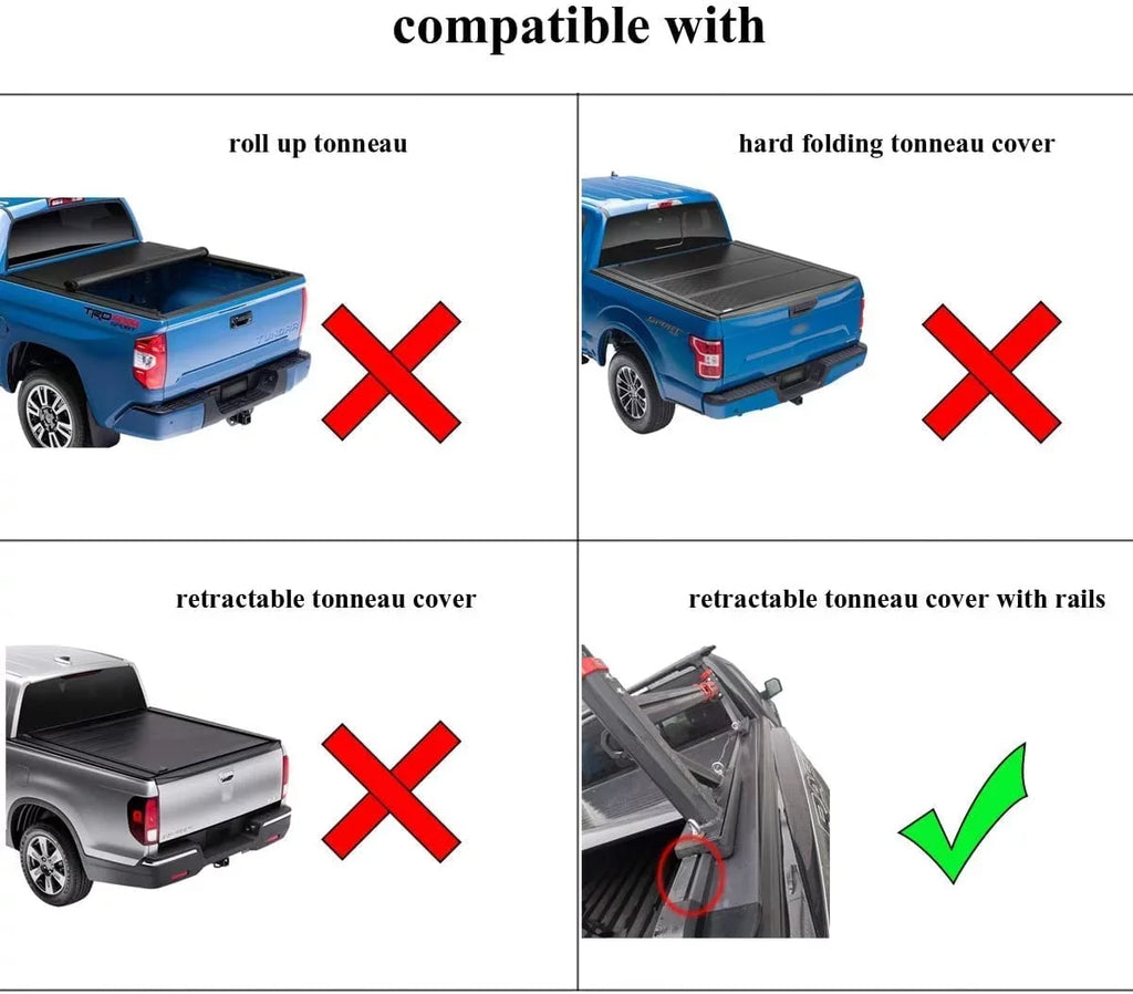Shield Rack with T-Slot Extendable for Tonneau Pick-Up Rack Truck Bed Rail Universal Aluminum