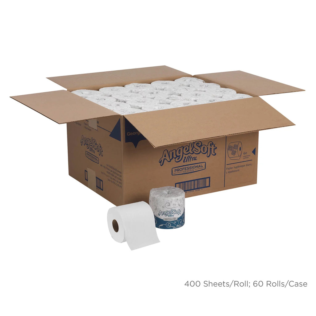 Professional Carton Soft, - For / Angel - Ply 4.50" x Soft Series 60 Sheets/Roll 4.05" - Toilet Restroom 400 - - Paper Ultra by White Septic 2 Absorbent Embossed Safe, -