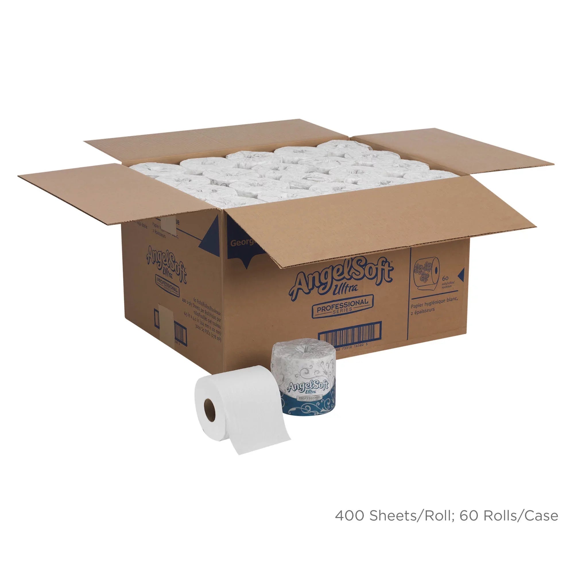 Professional Carton Soft, - For / Angel - Ply 4.50" x Soft Series 60 Sheets/Roll 4.05" - Toilet Restroom 400 - - Paper Ultra by White Septic 2 Absorbent Embossed Safe, -