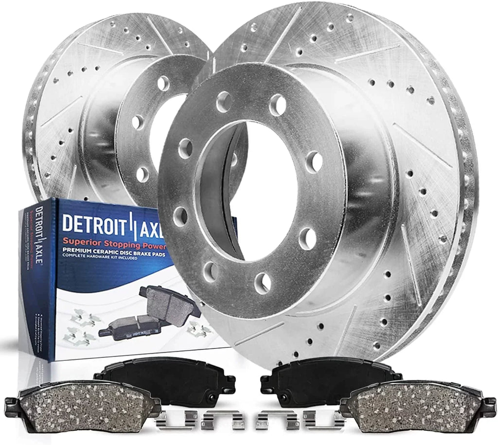 Brakes F-250 & F-350 1999 Detroit 2003 2002 Excursion 99-04 Brake Pads Ceramic Axle - 2004 Slotted for Drilled Rear Ford Kit Super 2001 Replacement Brake Duty Lugs 8 2000 Rotors