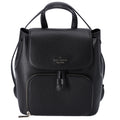 Kristi Spade Leather Flap Black Kate Medium Refined Grain Drawstring Backpack