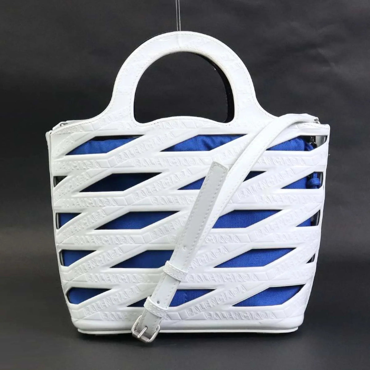 handbag BALENCIAGA white (Good) Balenciaga leather bag ladies Pre-Owned diagonal patent 630708 shoulder