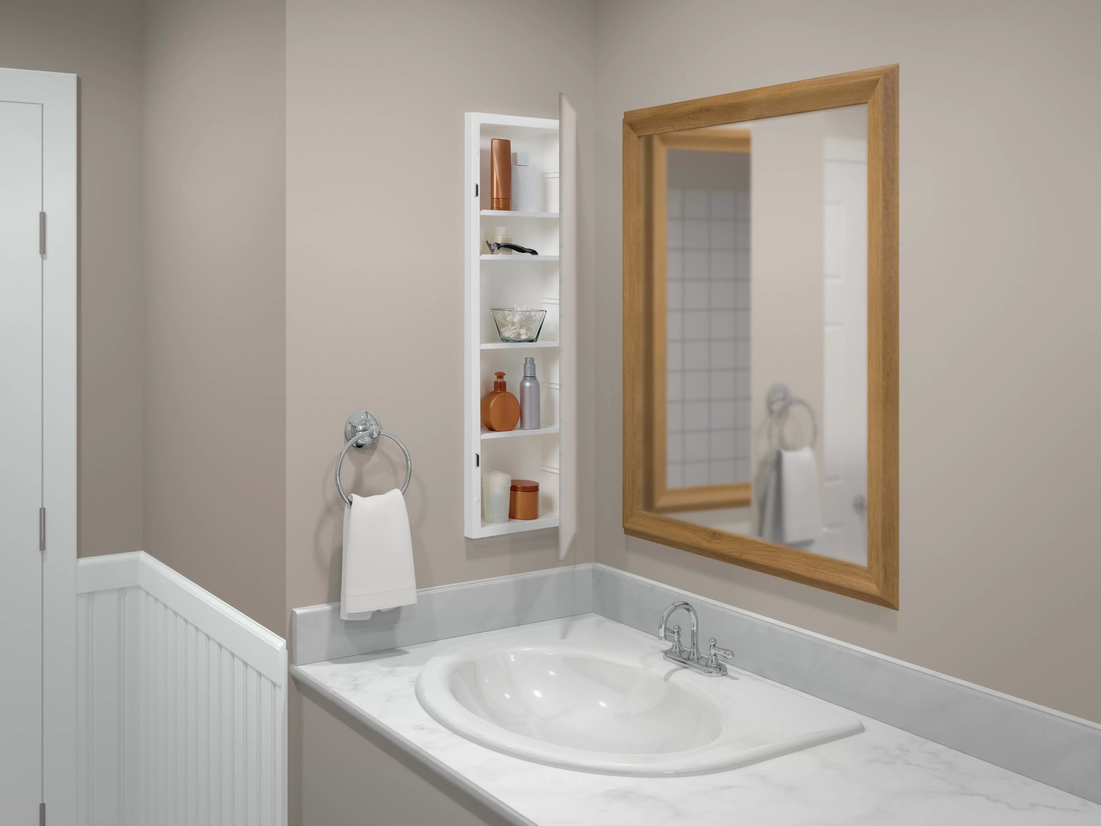 Frameless Recess-Mount 12 Pride x 36 in., Medicine Mirror Reversible Cabinet, Rectangle, American