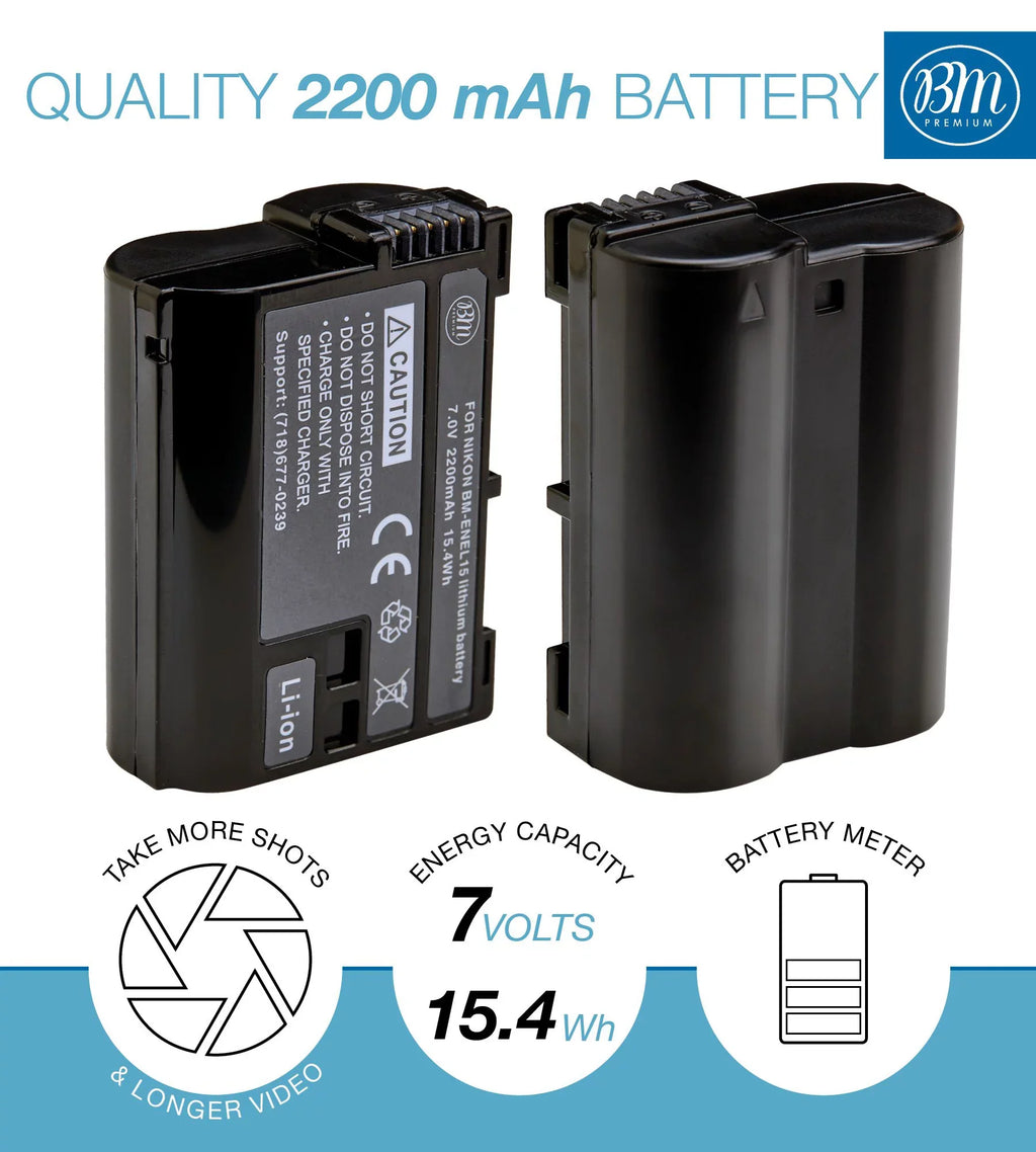Z7 D780 Battery EN-EL15B BM D7100 D610 D600 and D810 for D850 D7000 Bay Nikon 2 D7200 Charger Dual V1 Batteries D500 D7500 1 Cameras Z6 D750 D800