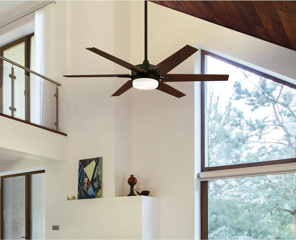 WiFi Remote and Black-Bronze Opal Ceiling Glass Finish, Home Lighting Light, Amazon with GOURE Frosted Fan Control, Alexa Smart with 74002B00 Cayuga, LED Inch, Google 60 Transitional Compatible