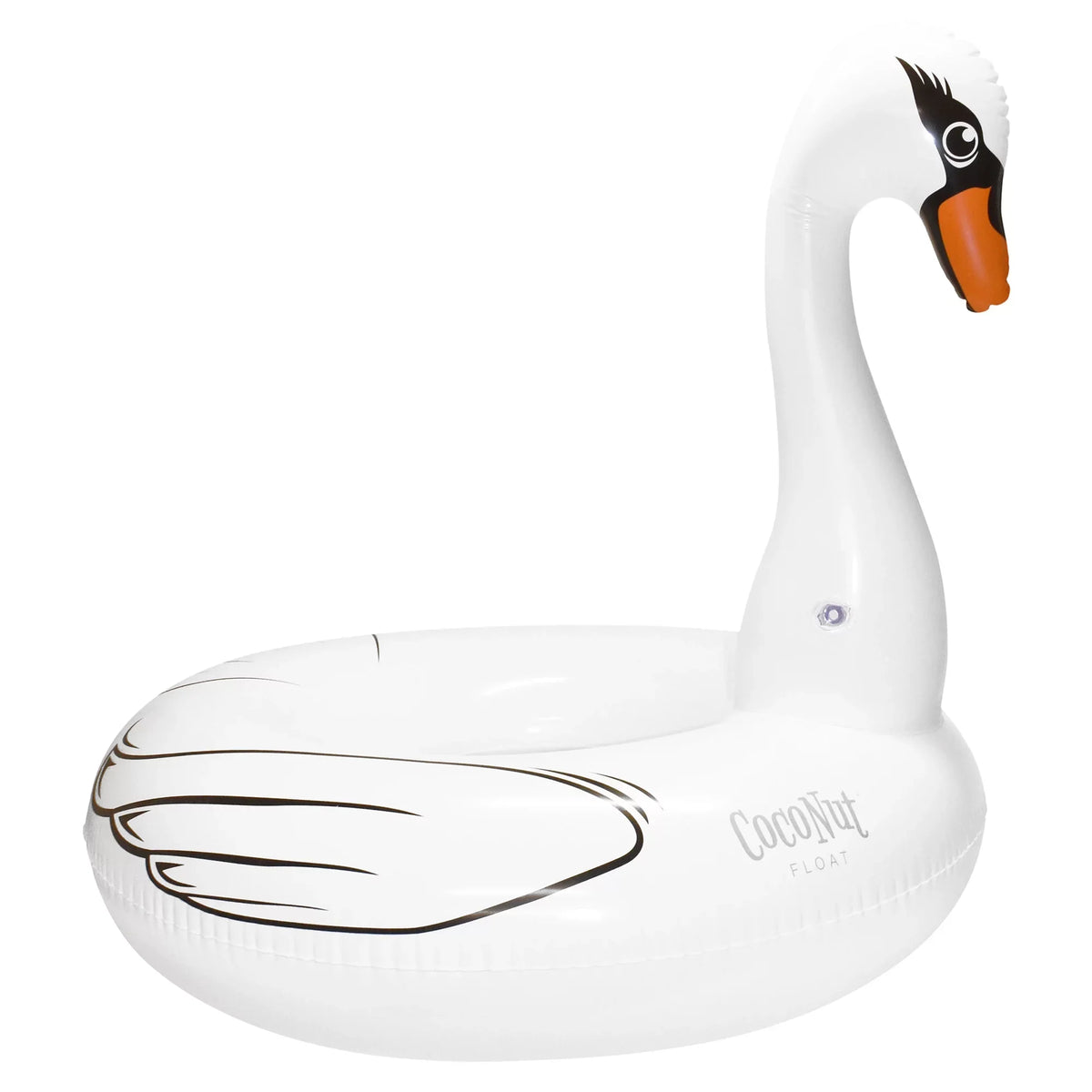 Inflatable, Jumbo Party Majestic Durable, liquid White Raft, Float: Anti-Leak, CocoNut Round Pool Ring Swan 48"x43" -