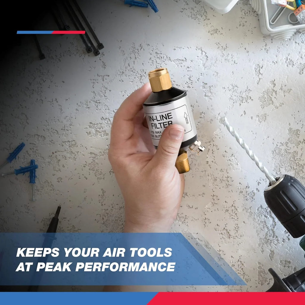 Tool NPT Compressor liquid | | PSI Tools Line NEIKO 150 1/4" Inlet Air Accessory Lifespan Separator Protect | for Air of | and Optimize 30253A Pneumatic Black Air | and and Performance, Oil Outlet