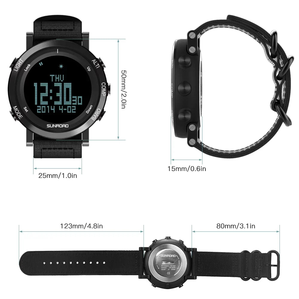 Barometer Mountaineering Running Outdoor 50meters Watch Sports Compass Men for Trekking Camping -resistant Forecast Multifunctional Altimeter Watch Climatic