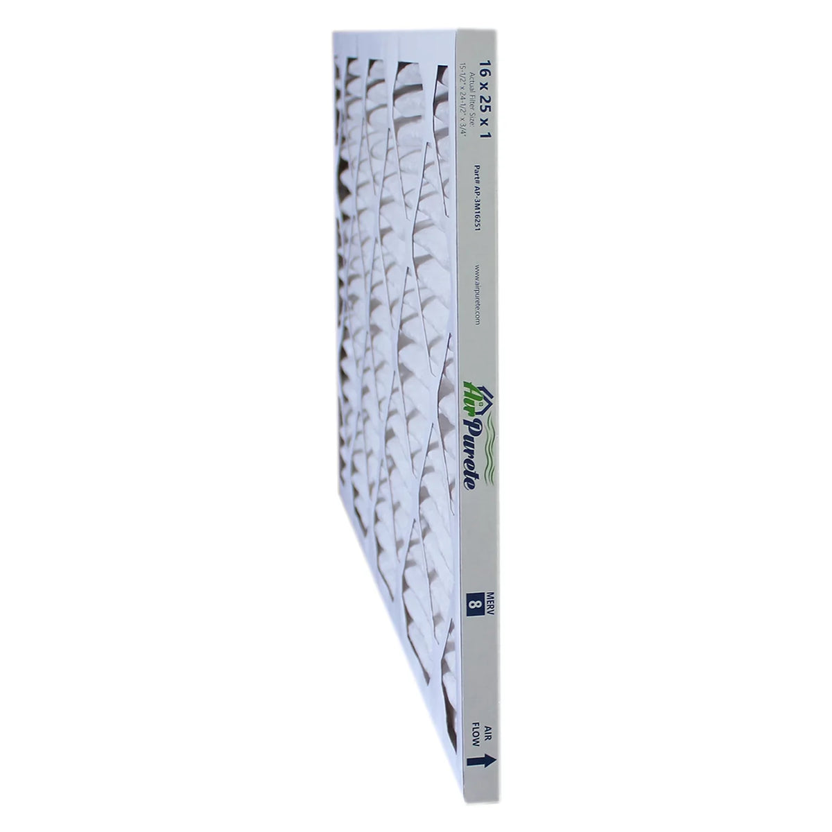 x Pack | 8 Furnace dimension: x of | 3/4" Nominal | 24-1/2" Filters 15-1/2" dimension: High 16x25x1 AP-3M16251 Actual Capacity MERV | 12 AirPurete