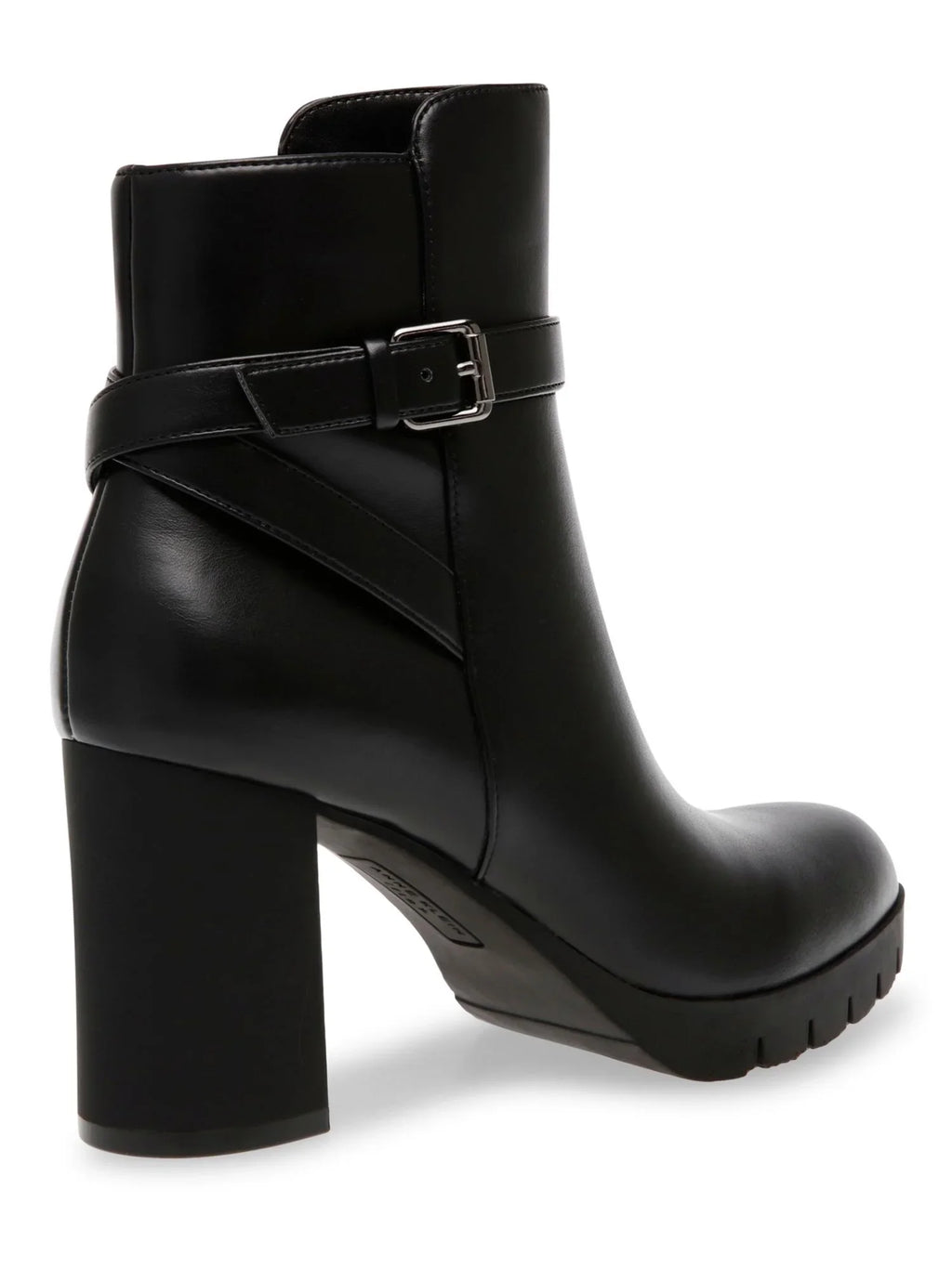 Heidi Block Black Cushioned Booties Buckle Accent Heel Zip-Up 6 Womens Toe Round Dress M