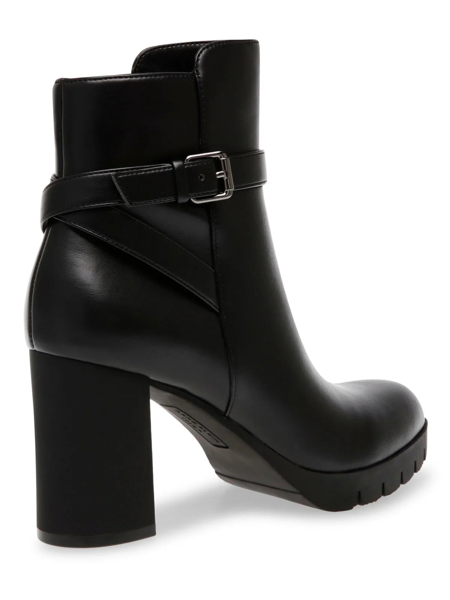 Heidi Block Black Cushioned Booties Buckle Accent Heel Zip-Up 6 Womens Toe Round Dress M