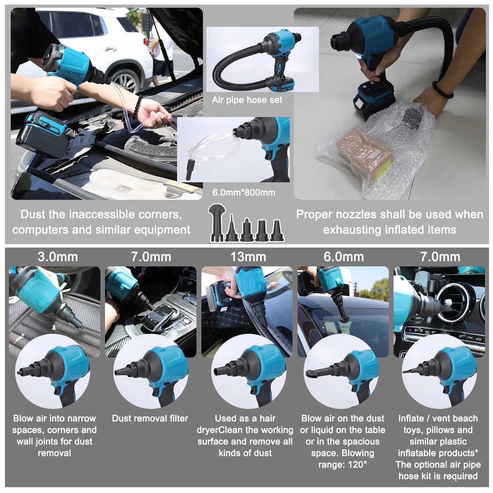 Electric Dust Air Light Cordless Stepless Machine Rechargeable Dust Blower, Working Speed Change,