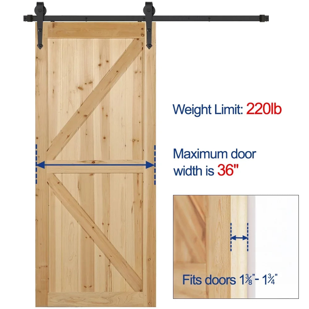 Hanging Kit Ft 6 Barn Hardware Easyfashion Arrow Sliding Steel Design Track Door Black Single-door