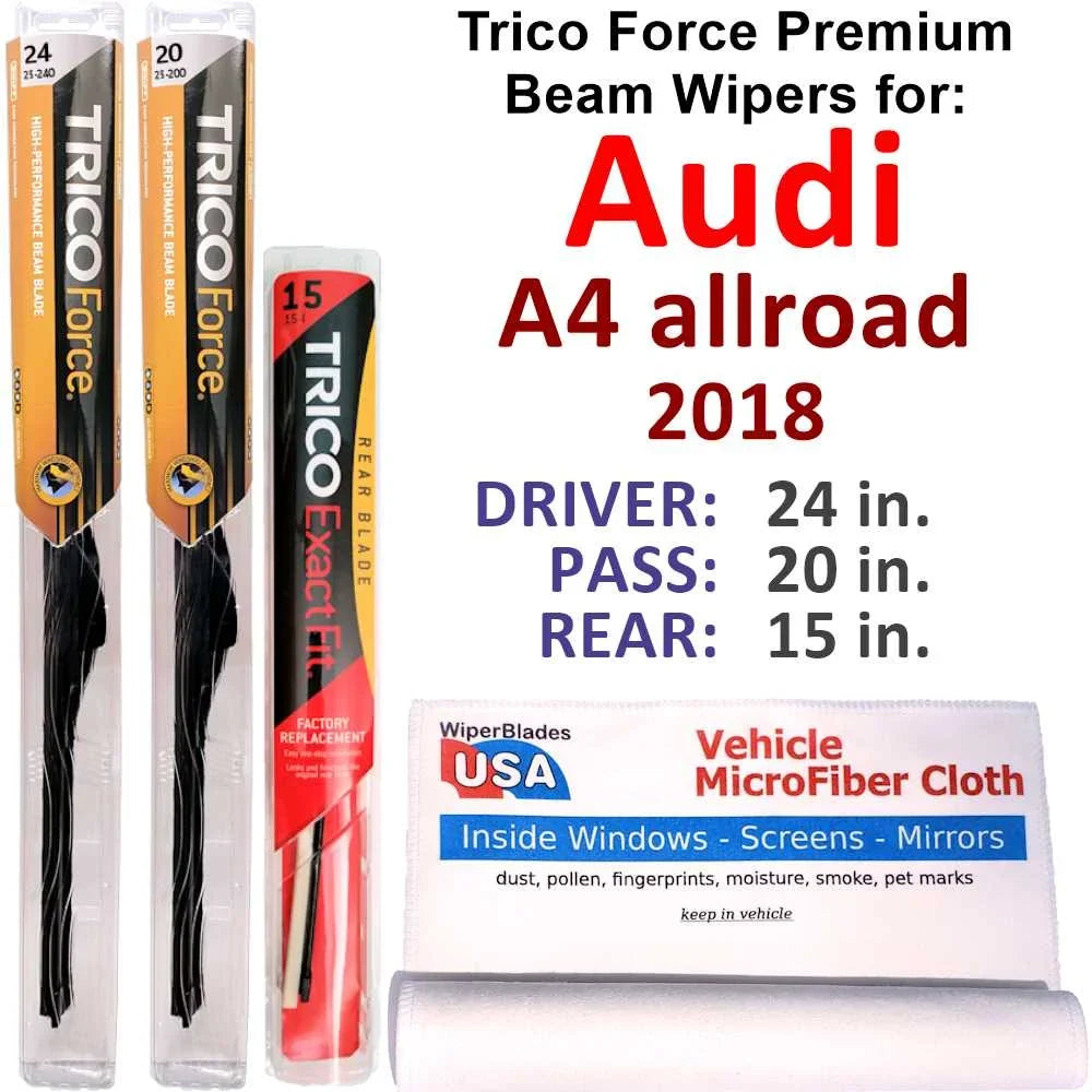 allroad Audi 3) 2018 Wipers Performance A4 Beam w/Rear Wiper (Set of