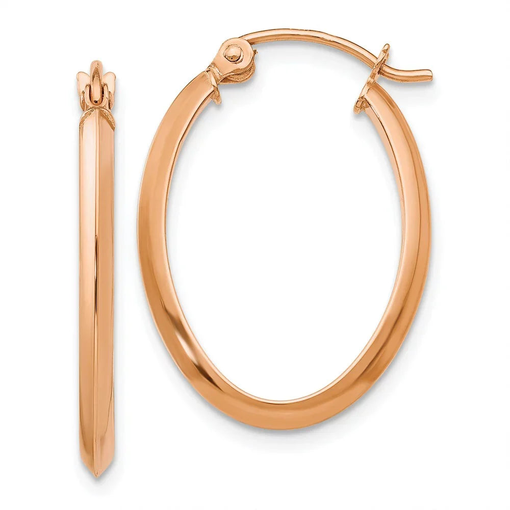 Tube Oval and Gold Rose for Polished Women Men Real Teens; 14kt and for Adults Earrings;