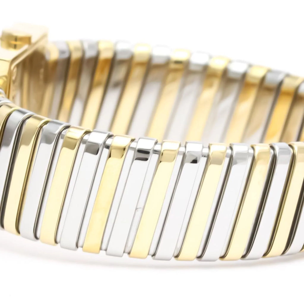 Gold Ladies Quartz BVLGARI Polished Watch (Good) 18K 2T Pre-Owned SQ22 BF552142 Steel Quadrato