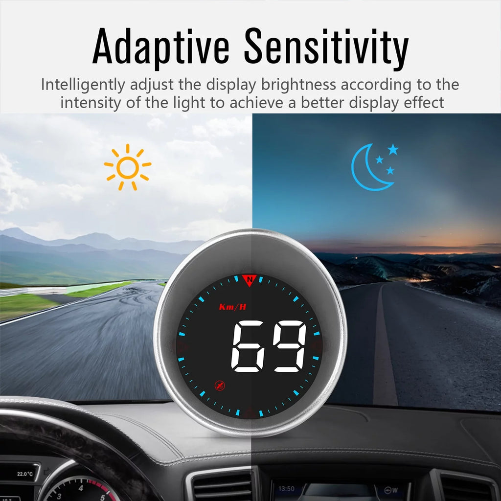 Fatigue and Mileage, Speedometer Compass Alarm HUD Alarm Display Angle, Car Driving Head-up Car Driving Overspeed Display Digital